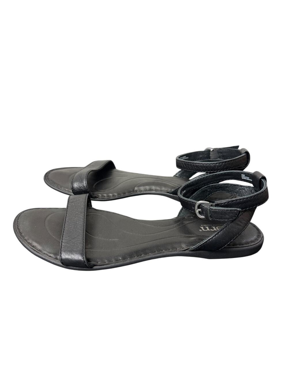 Born Black Leather T-Strap Flat Sandals Women's Size 8 Boho Preppy Summer